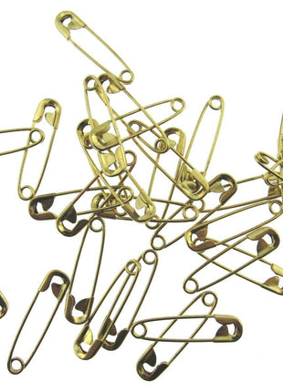 Safety Pins Small Brass  - Gold Colour - Three Sizes - 19mm / 22mm / 28mm - ThreadandTrimmings
