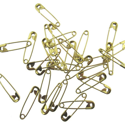 Safety Pins Small Brass  - Gold Colour - Three Sizes - 19mm / 22mm / 28mm - ThreadandTrimmings