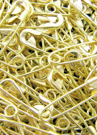 Safety Pins Small Brass  - Gold Colour - Three Sizes - 19mm / 22mm / 28mm - ThreadandTrimmings