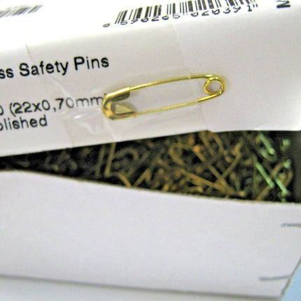 Safety Pins Small Brass  - Gold Colour - Three Sizes - 19mm / 22mm / 28mm - ThreadandTrimmings