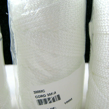 Strong Braided Polypropylene Cord in Black or White 100m Rolls 2mm 3mm 4mm - ThreadandTrimmings