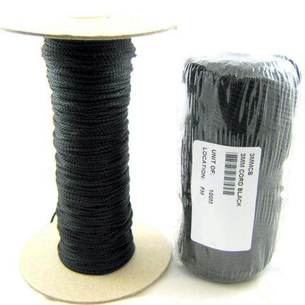 Strong Braided Polypropylene Cord in Black or White 100m Rolls 2mm 3mm 4mm - ThreadandTrimmings