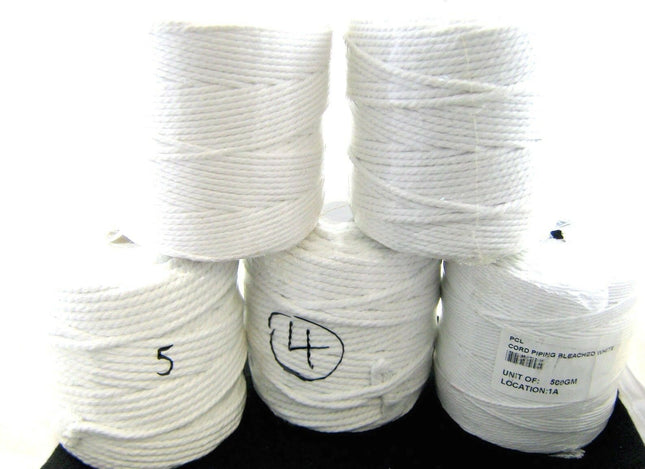 Bleached White 100% Cotton Piping Cord - Whole Rolls - 500 Gram -Half Kilo Rolls - ThreadandTrimmings