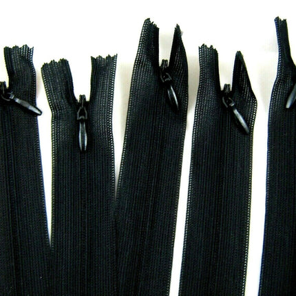 Lightweight Black Invisible Zips - 5 x 8" - Special Offer Clearance - ThreadandTrimmings