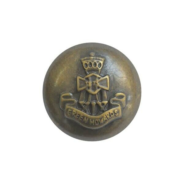 Round Antique Bronze Domed Military Blazer Buttons Green Howard Crested Insignia - ThreadandTrimmings