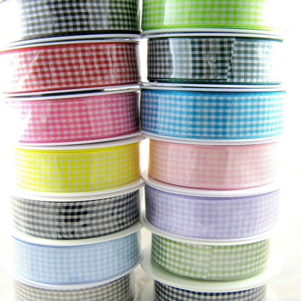 ** GINGHAM RIBBON - AVAILABLE IN 14 LOVELY COLOURS AND 3 SIZES - ThreadandTrimmings