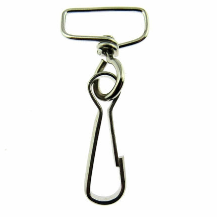 A single silver metal dog hook with a swivel snap closure, suitable for attaching dog leads and straps to bags.