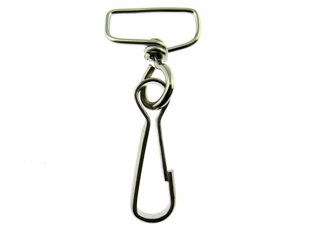 A single silver metal dog hook with a swivel snap closure, suitable for attaching dog leads and straps to bags.