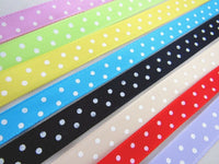 ** 8 x 1m of ASSORTED POLKA DOT SATIN RIBBON BUNDLES - 8 DIFFERENT COLOURS - ThreadandTrimmings