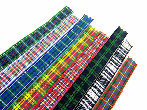 Tartan Ribbons Mixed Assorted Strips / 8 x 1m  / 4 Widths / 12mm 16mm 25mm 38mm