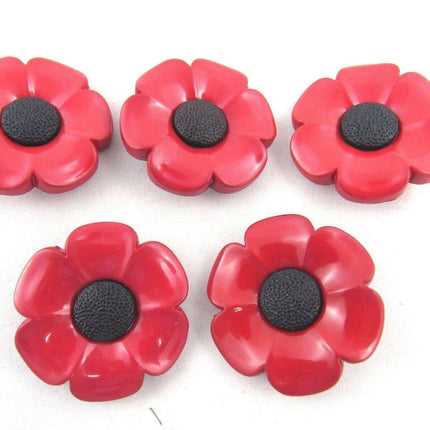 40mm POPPY BUTTONS - PLASTIC with SHANK - ThreadandTrimmings