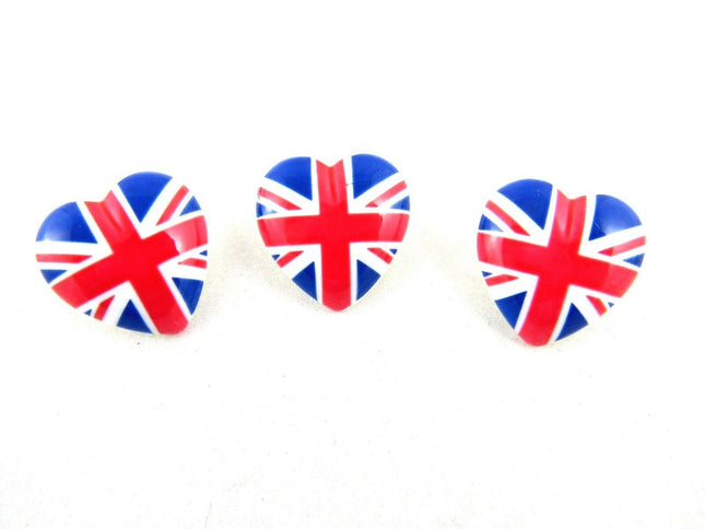 23mm UK Heart Buttons with Shank - Union Jack Heart Buttons - ThreadandTrimmings