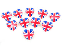 23mm UK Heart Buttons with Shank - Union Jack Heart Buttons - ThreadandTrimmings