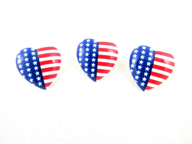 23mm USA HEART BUTTONS with SHANK - STAR SPANGLED BANNER HEART BUTTONS - ThreadandTrimmings