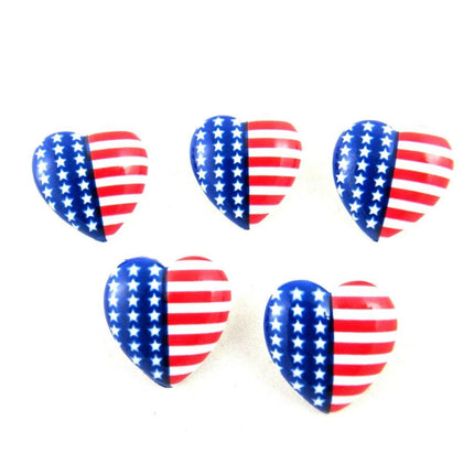23mm USA HEART BUTTONS with SHANK - STAR SPANGLED BANNER HEART BUTTONS - ThreadandTrimmings
