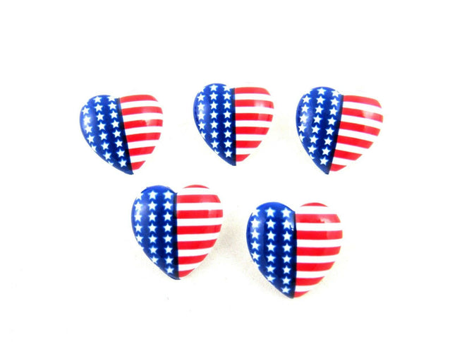 23mm USA HEART BUTTONS with SHANK - STAR SPANGLED BANNER HEART BUTTONS - ThreadandTrimmings