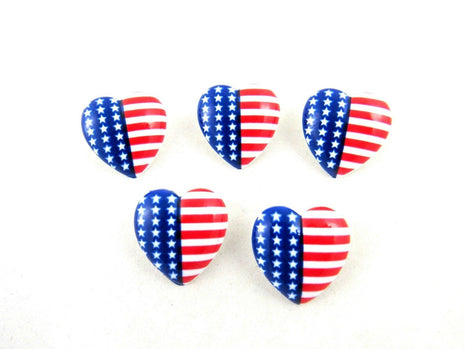 23mm USA HEART BUTTONS with SHANK - STAR SPANGLED BANNER HEART BUTTONS - ThreadandTrimmings