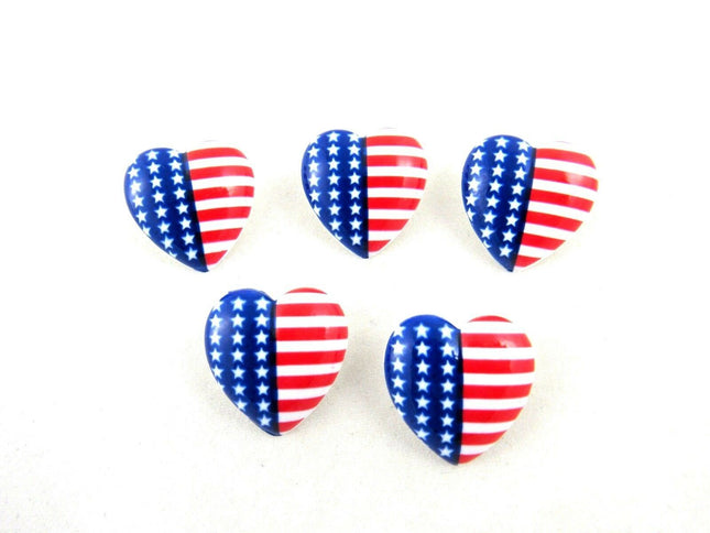 23mm USA HEART BUTTONS with SHANK - STAR SPANGLED BANNER HEART BUTTONS - ThreadandTrimmings