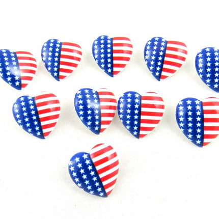 23mm USA HEART BUTTONS with SHANK - STAR SPANGLED BANNER HEART BUTTONS - ThreadandTrimmings