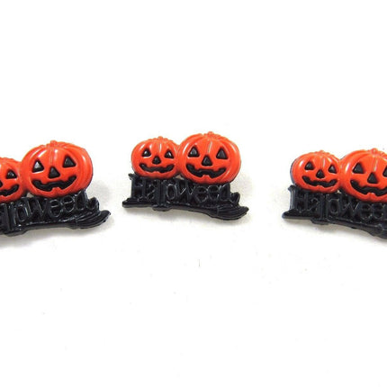 Halloween Pumpkin & Scary Twin Buttons - 6pcs - 25mm with Shank NO345