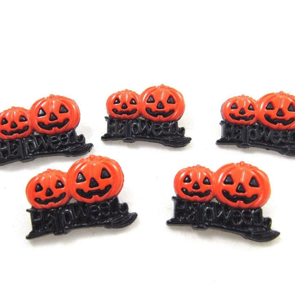 Halloween Pumpkin & Scary Twin Buttons - 6pcs - 25mm with Shank NO345