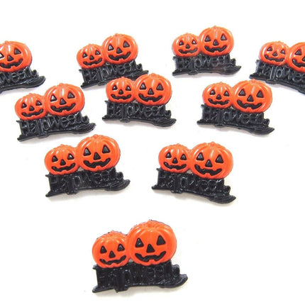 Halloween Pumpkin & Scary Twin Buttons - 6pcs - 25mm with Shank NO345