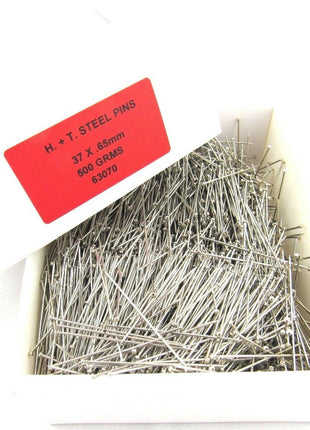 Steel Sewing Pins - 37mm Extra Fine Hardened & Tempered Nickel Plated Steel 500g - ThreadandTrimmings