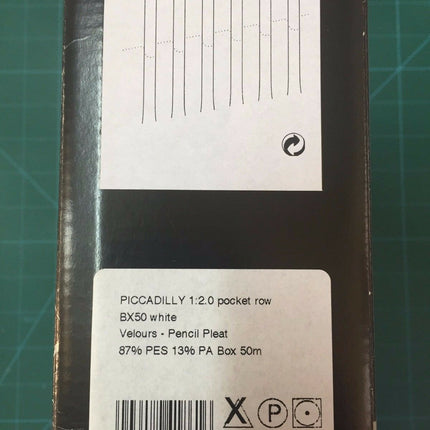 Curtain Pencil Pleat Tape with Touch and Close - 70mm Wide - Pocket Line - Picca