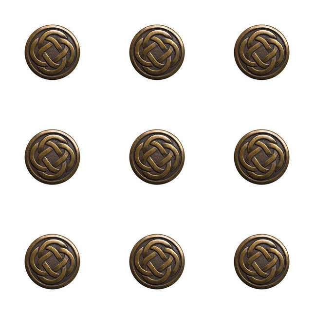 Round Celtic Knot Buttons Oxidised Bronze Metal Buttons 15mm, 19mm, 23mm - ThreadandTrimmings
