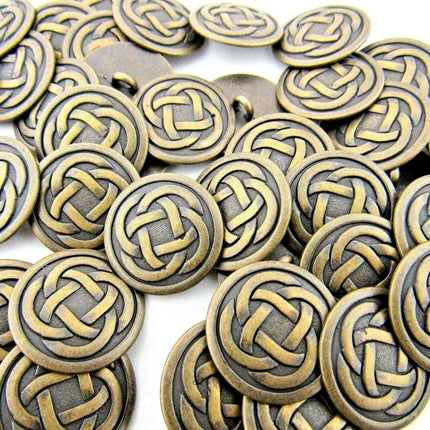 Round Celtic Knot Buttons Oxidised Bronze Metal Buttons 15mm, 19mm, 23mm - ThreadandTrimmings