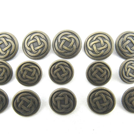 Round Celtic Knot Buttons Oxidised Bronze Metal Buttons 15mm, 19mm, 23mm - ThreadandTrimmings