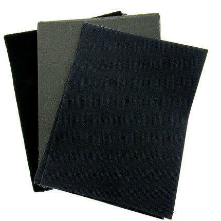 Iron On Cotton Repair Patches - 2 x (10cm x 13cm) - Black, Navy, Grey - ThreadandTrimmings