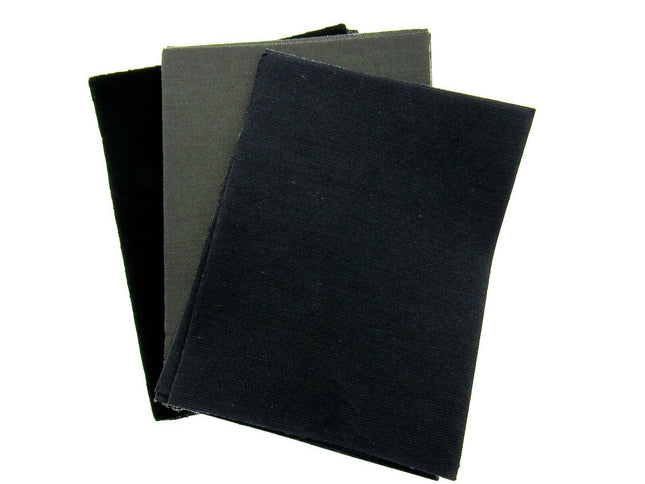 Iron On Cotton Repair Patches - 2 x (10cm x 13cm) - Black, Navy, Grey - ThreadandTrimmings