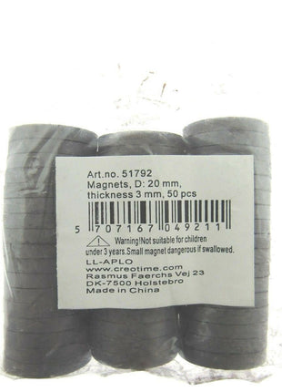 Strong Magnet Craft Disks 50pcs Per Pack 20mm or 14mm Discs 3mm Thick - ThreadandTrimmings