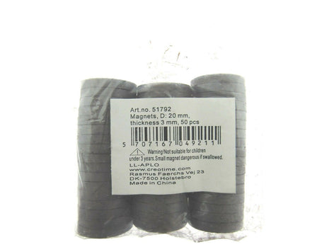Strong Magnet Craft Disks 50pcs Per Pack 20mm or 14mm Discs 3mm Thick - ThreadandTrimmings