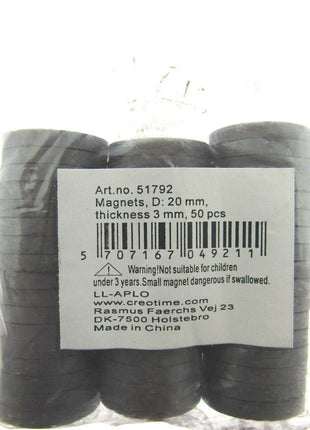 Strong Magnet Craft Disks 50pcs Per Pack 20mm or 14mm Discs 3mm Thick - ThreadandTrimmings