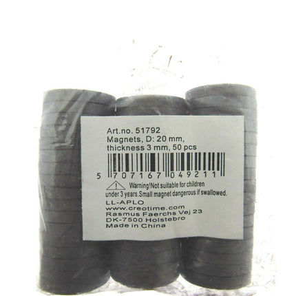 Strong Magnet Craft Disks 50pcs Per Pack 20mm or 14mm Discs 3mm Thick - ThreadandTrimmings