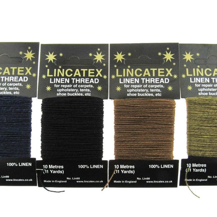 Strong Linen Thread for Repair, Mending & Leather Work 5 Colours 10m Cards - ThreadandTrimmings