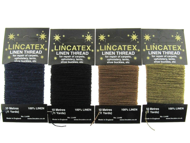 Strong Linen Thread for Repair, Mending & Leather Work 5 Colours 10m Cards - ThreadandTrimmings