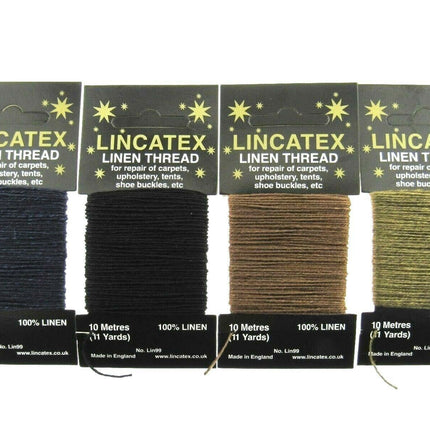 Strong Linen Thread for Repair, Mending & Leather Work 5 Colours 10m Cards - ThreadandTrimmings