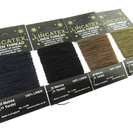 Strong Linen Thread for Repair, Mending & Leather Work 5 Colours 10m Cards - ThreadandTrimmings