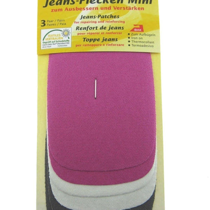 Iron On Mini Denim Patches Jean Repair 3 Pairs Per Card - 3 Colours Per Card - ThreadandTrimmings