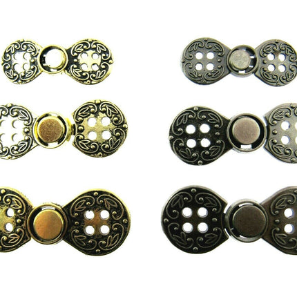 Norwegian Buckle Clasp Four Hole Metal Fastener / Antique Gold or Silver CX38 - ThreadandTrimmings