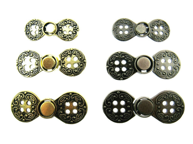 Norwegian Buckle Clasp Four Hole Metal Fastener / Antique Gold or Silver CX38 - ThreadandTrimmings