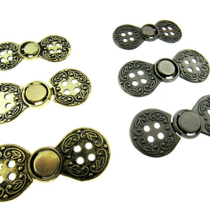 Norwegian Buckle Clasp Four Hole Metal Fastener / Antique Gold or Silver CX38 - ThreadandTrimmings
