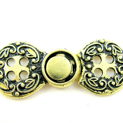 Norwegian Buckle Clasp Four Hole Metal Fastener / Antique Gold or Silver CX38 - ThreadandTrimmings