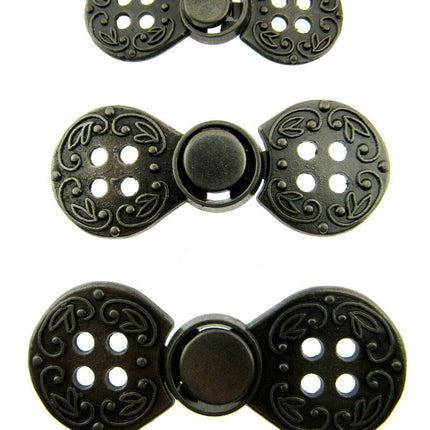 Norwegian Buckle Clasp Four Hole Metal Fastener / Antique Gold or Silver CX38 - ThreadandTrimmings