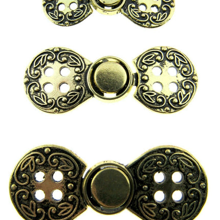 Norwegian Buckle Clasp Four Hole Metal Fastener / Antique Gold or Silver CX38 - ThreadandTrimmings