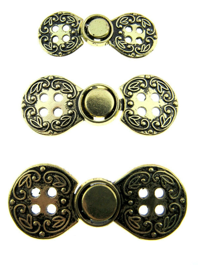 Norwegian Buckle Clasp Four Hole Metal Fastener / Antique Gold or Silver CX38 - ThreadandTrimmings