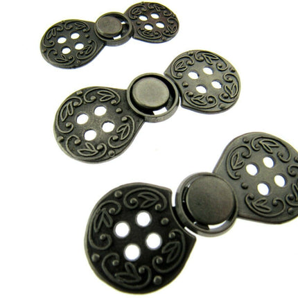 Norwegian Buckle Clasp Four Hole Metal Fastener / Antique Gold or Silver CX38 - ThreadandTrimmings